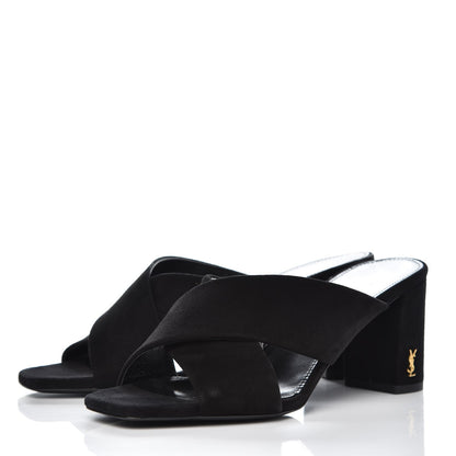 Saint Laurent Suede LouLou 70 Mule Sandals 36 Black 3 of 9