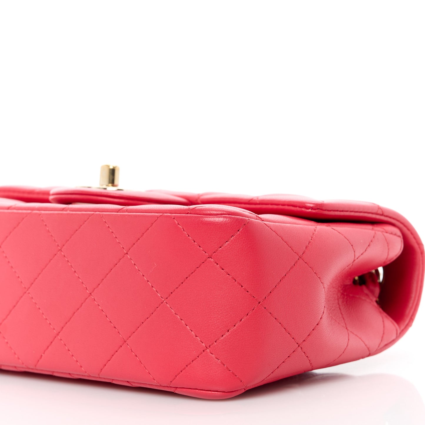 Lambskin Quilted Mini Rectangular Flap Dark Pink