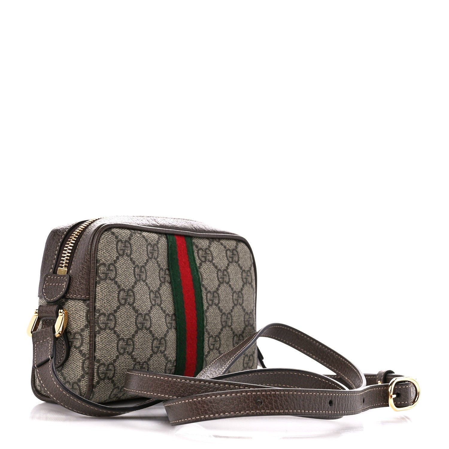 Gucci GG Supreme Monogram Web Mini Ophidia Shoulder Bag Brown 3 of 10