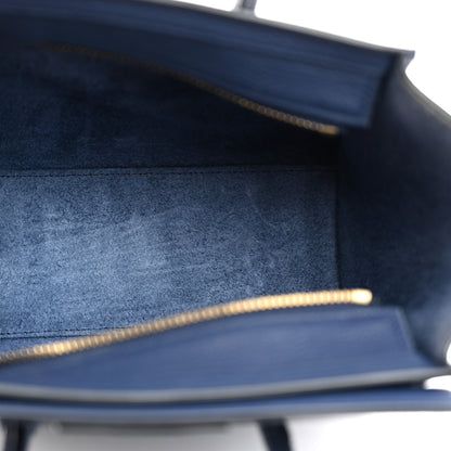 Celine Drummed Calfskin Nano Luggage Deep Blue 5 of 10