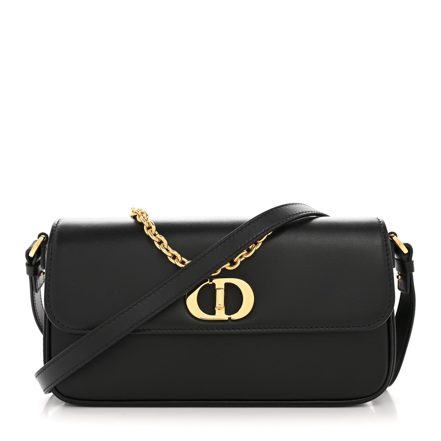 Box Calfskin 30 Montaigne Avenue East West Mini Bag Black
