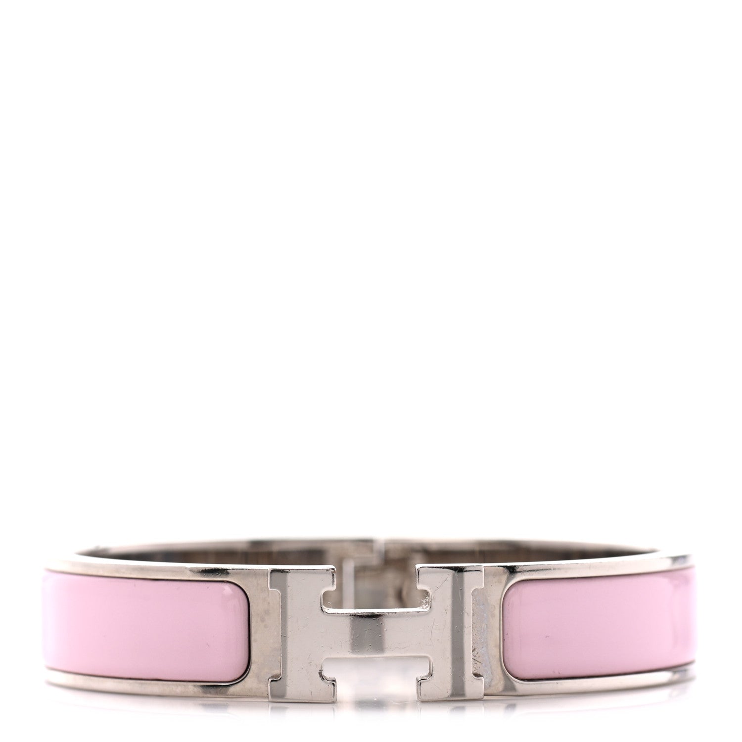 Hermes Enamel Narrow Clic Clac H Bracelet PM Rose Dragee 1 of 4