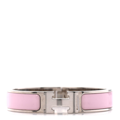 Hermes Enamel Narrow Clic Clac H Bracelet PM Rose Dragee 1 of 4