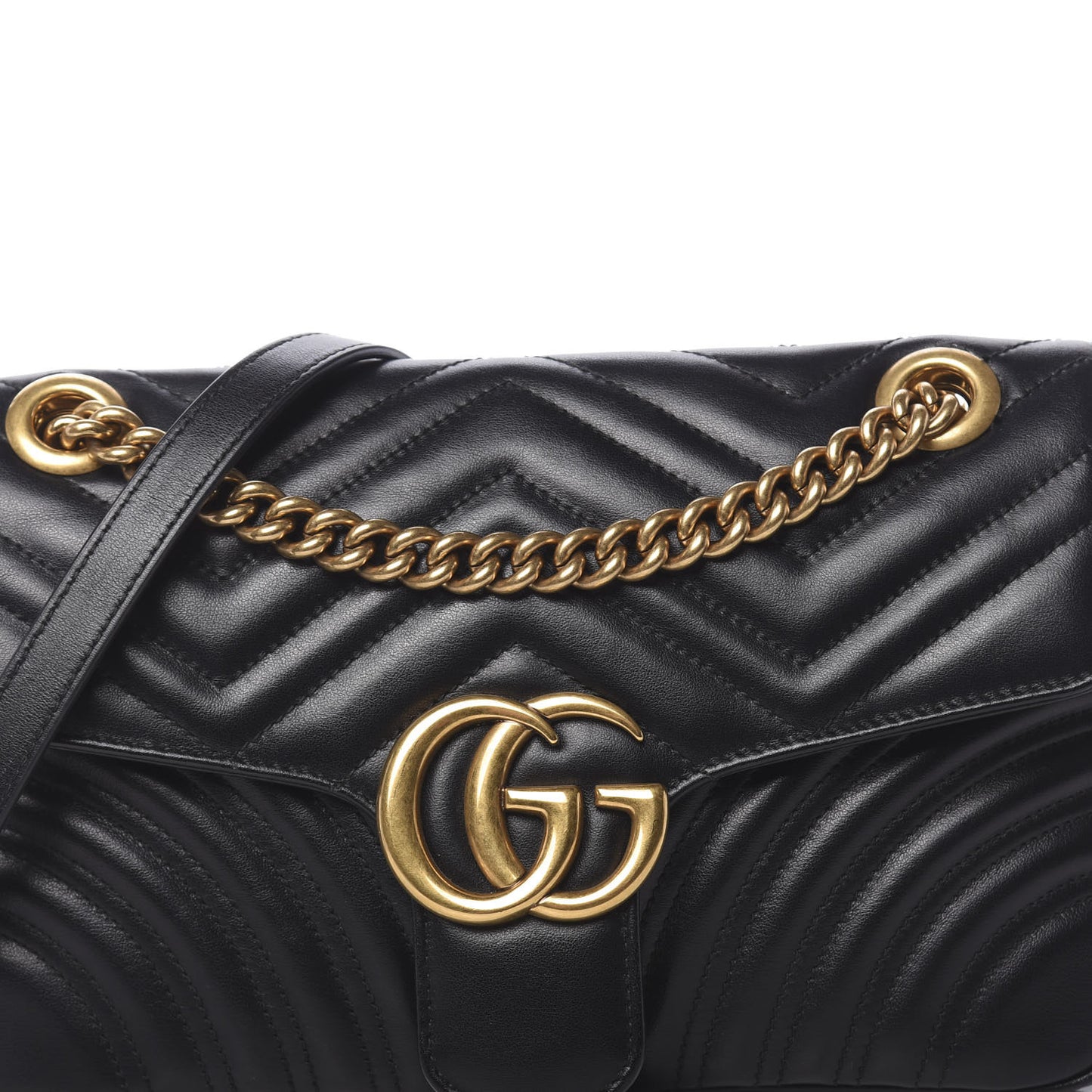 Calfskin Matelasse Small GG Marmont Shoulder Bag Black