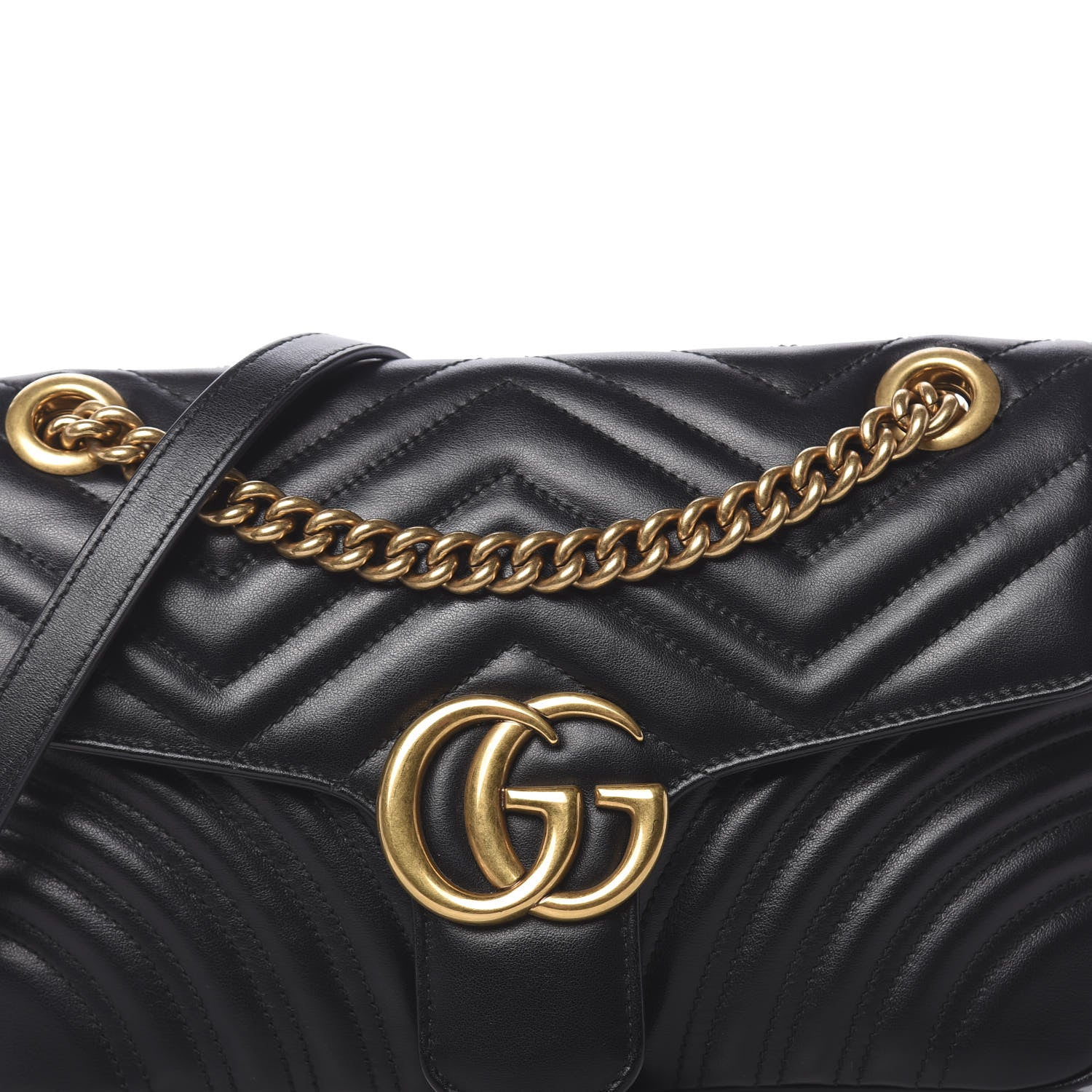 Gucci Calfskin Matelasse Small GG Marmont Shoulder Bag Black 11 of 12