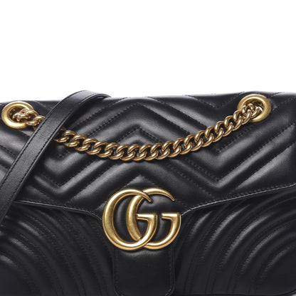 Gucci Calfskin Matelasse Small GG Marmont Shoulder Bag Black 11 of 12