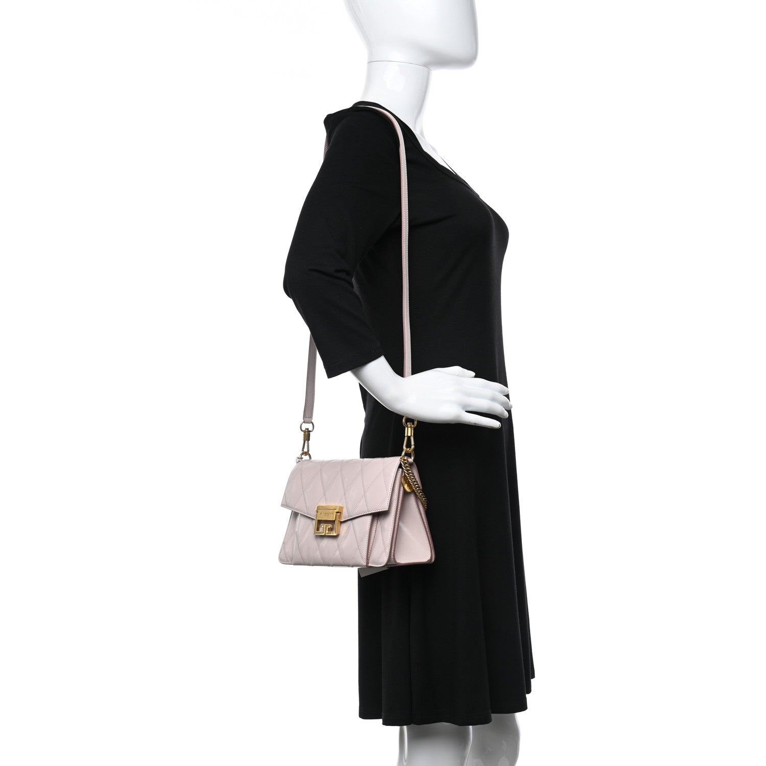 Givenchy Goatskin Quilted Small GV3 Shoulder Bag Pale Pink 2 of 10