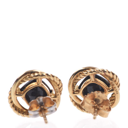 David Yurman 18K Yellow Gold Black Onyx 7mm Infinity Earrings 5 of 5