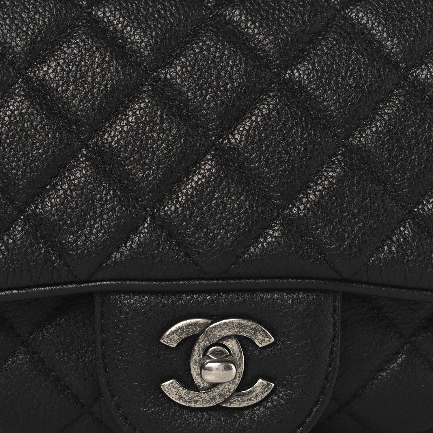 Chanel Grained Calfskin Quilted Medium Casual Rock Flap Black 8 of 10