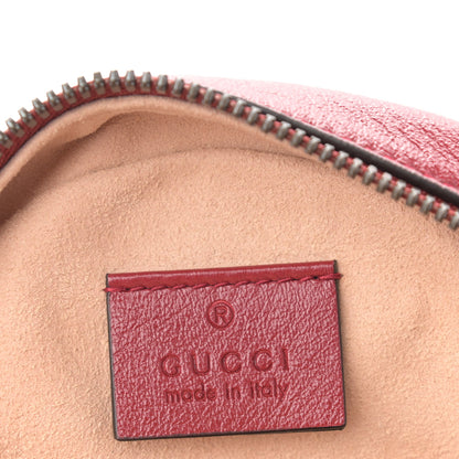 Gucci Glazed Calfskin Matelasse Heart Mini GG Marmont Round Shoulder Bag Romantic Cerise 6 of 10