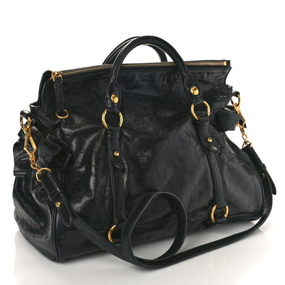 Miu Miu Vitello Lux Bow Tote Black 3 of 8