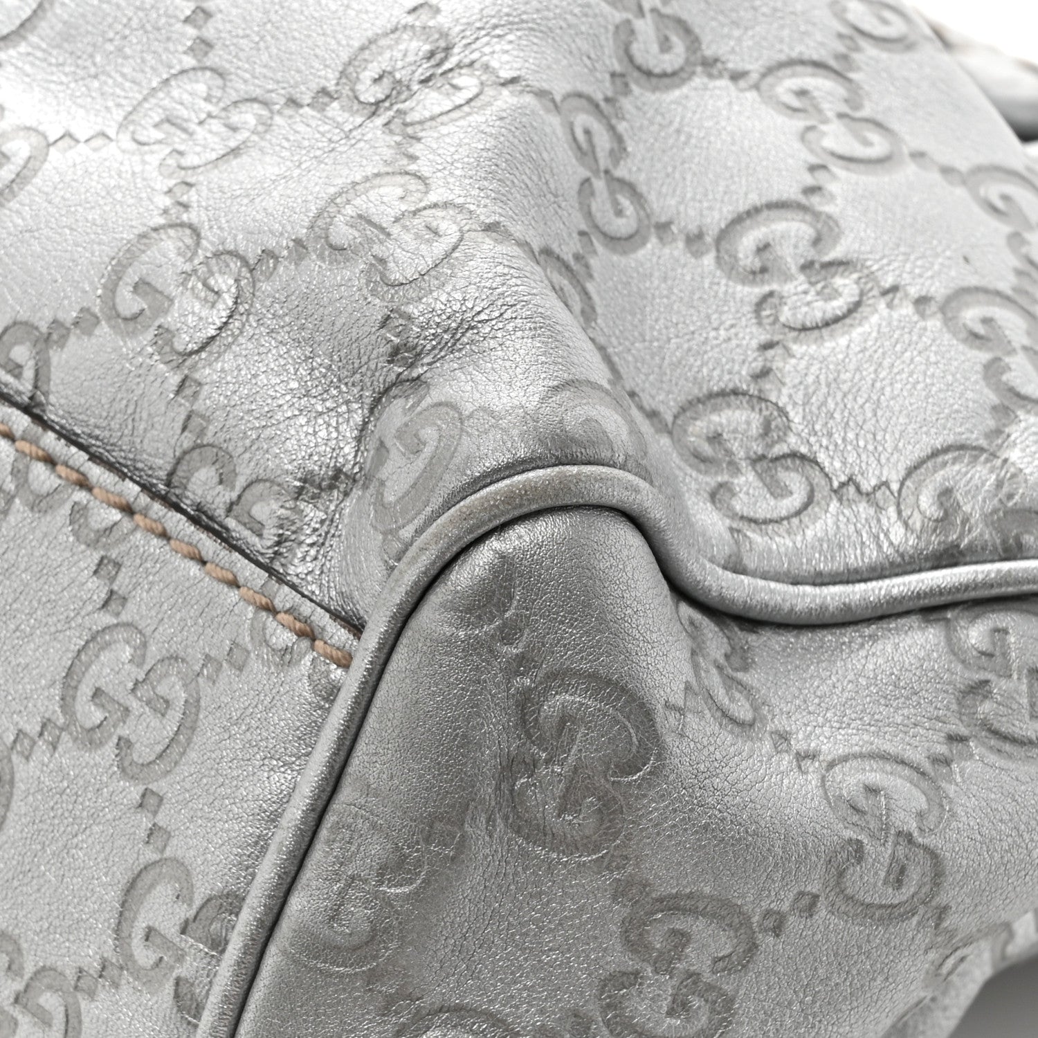 Gucci Metallic Guccissima Medium Sukey Tote Silver 17 of 18