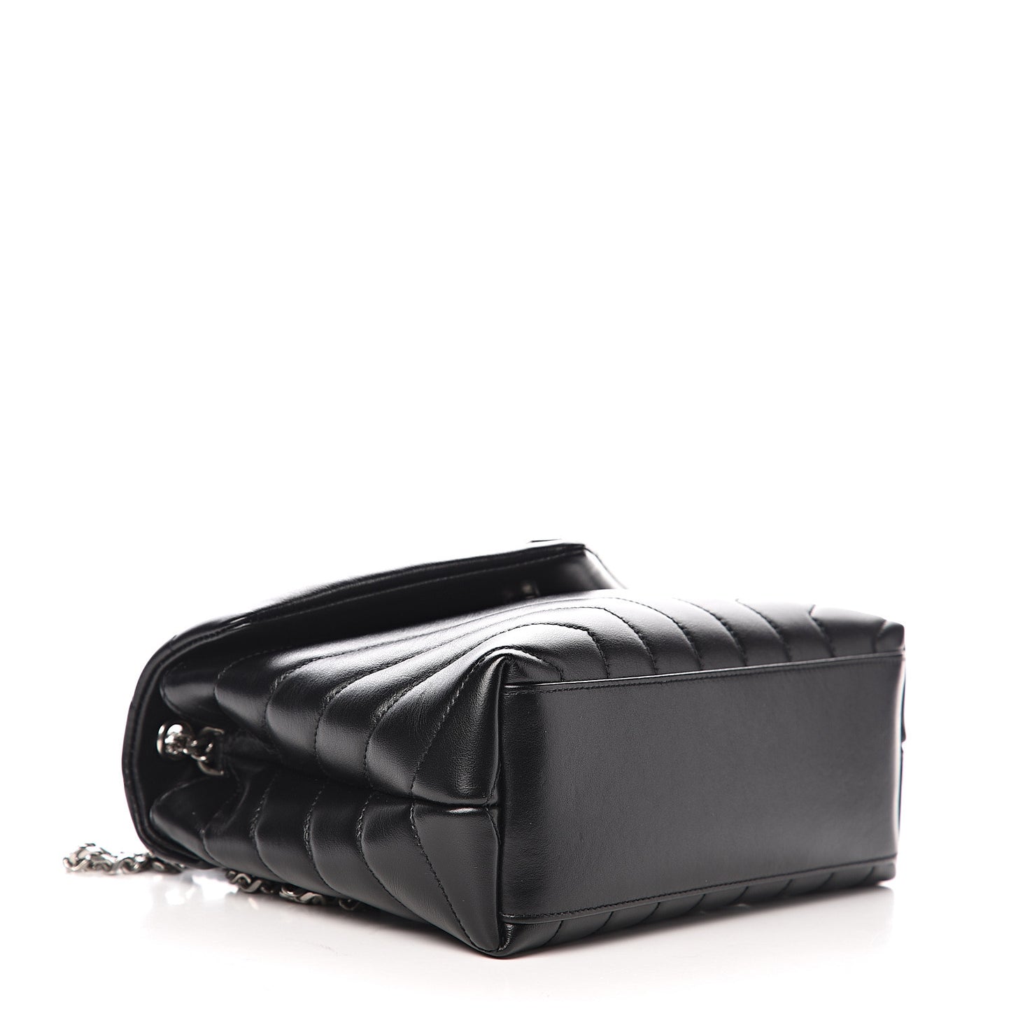 Calfskin Y Quilted Monogram Small Loulou Chain Satchel Black