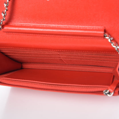 Chanel Caviar Chevron Quilted Wallet On Chain WOC Red 5 of 9