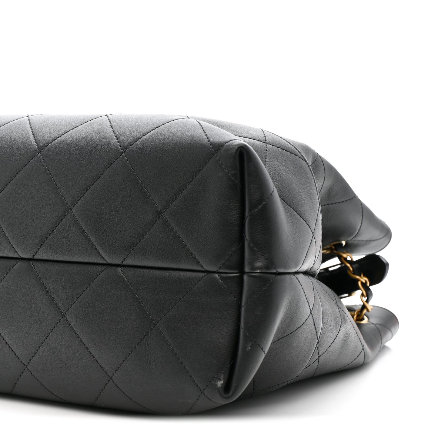 Calfskin Stitched Large Shopping Bag Black