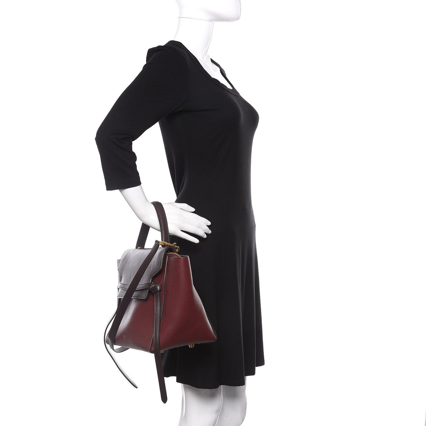 Goatskin Smooth Calfskin Mini Belt Bag Burgundy