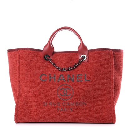 Chanel Lurex Boucle Large Deauville Tote Red 1 of 11