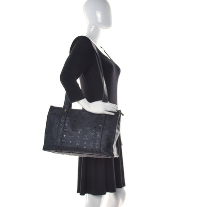 MCM Monogram Coated Canvas Tote Bag Black 3 of 15