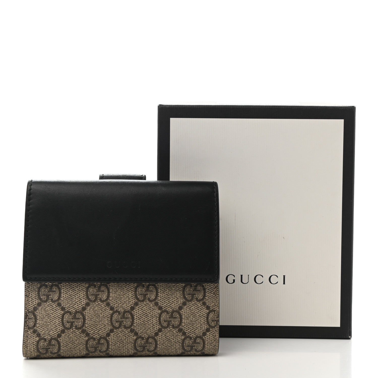 Gucci GG Supreme Monogram French Flap Wallet Black 8 of 8