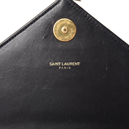 Saint Laurent Lambskin Matelasse Chevron Medium Monogram Satchel Black 6 of 10