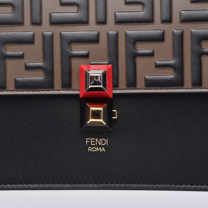 Fendi Vitello Liberty Bi-Color FF 1974 Embossed Kan I Shoulder Bag Black Maya 10 of 10