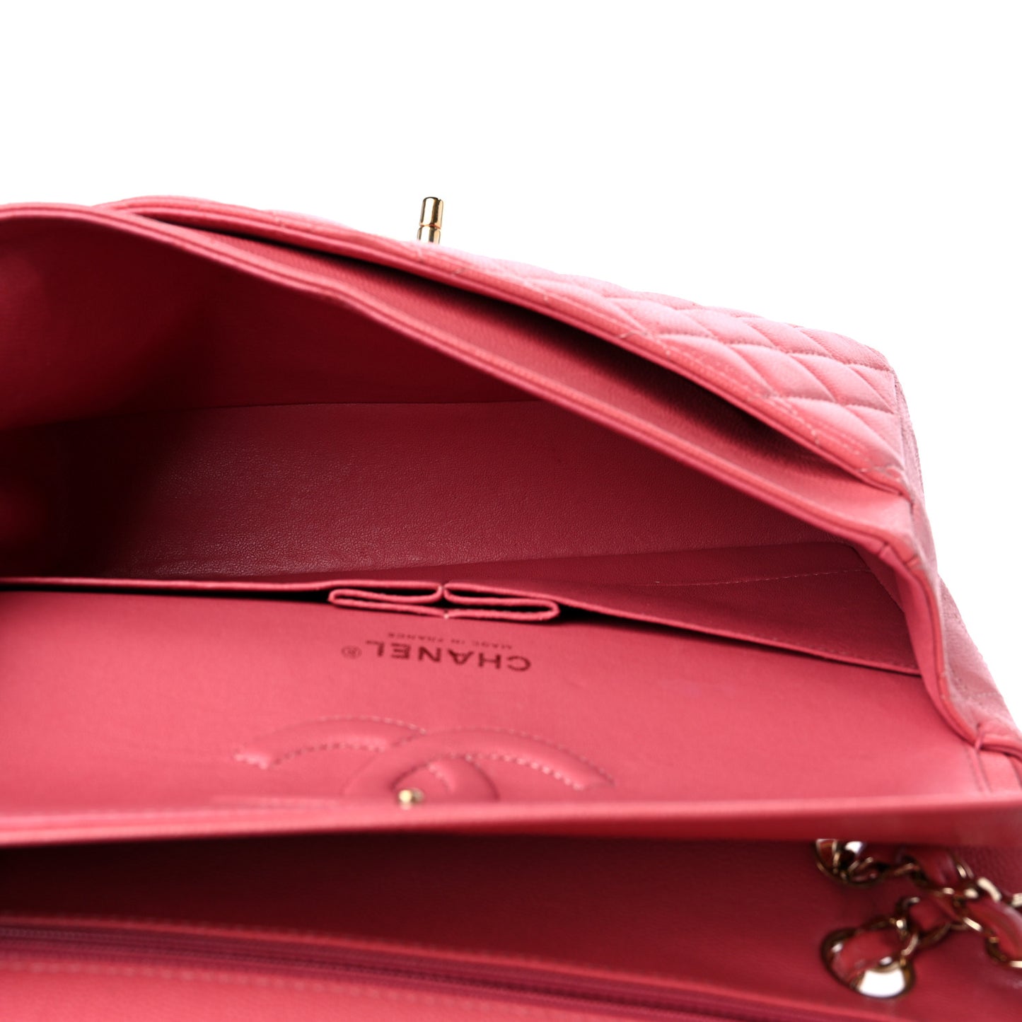 Caviar Quilted Medium Double Flap Pink