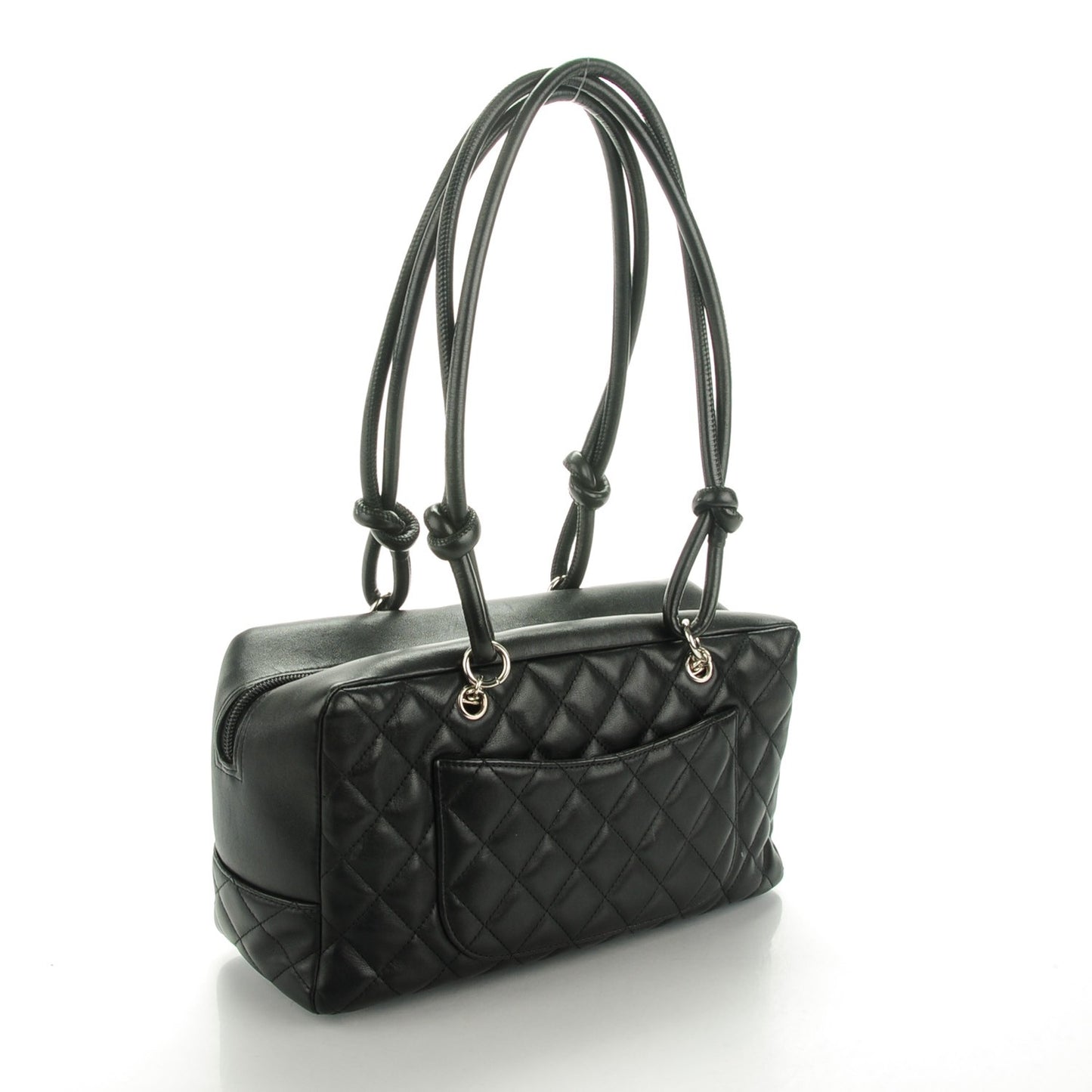 Calfskin Quilted Large Cambon Bowler Black White