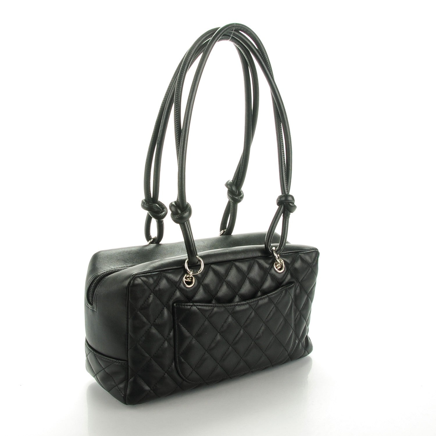 Chanel Calfskin Quilted Large Cambon Bowler Black White 3 of 7