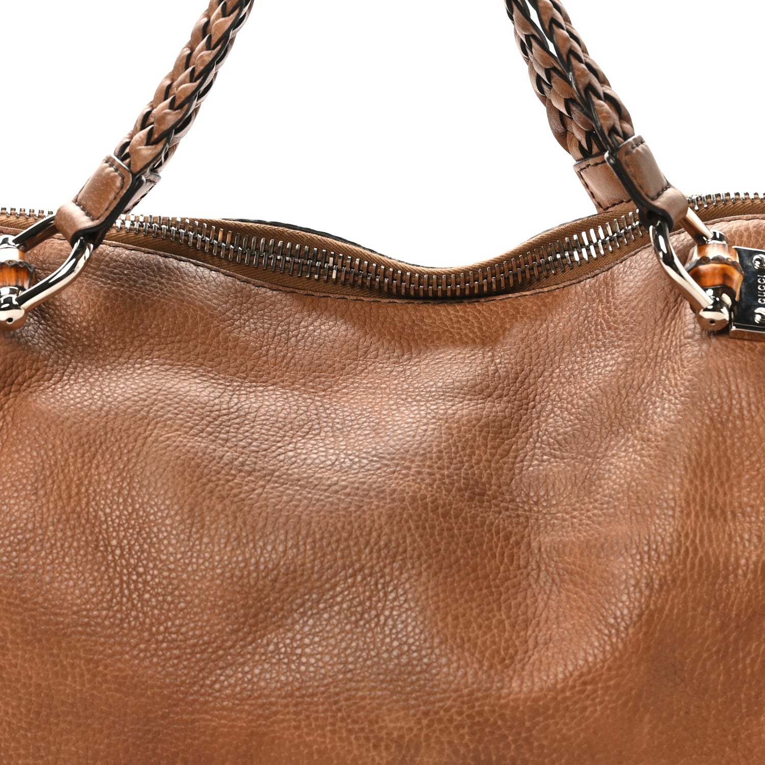 Gucci Calfskin Medium Bamboo Bar Shoulder Bag Light Brown 8 of 10