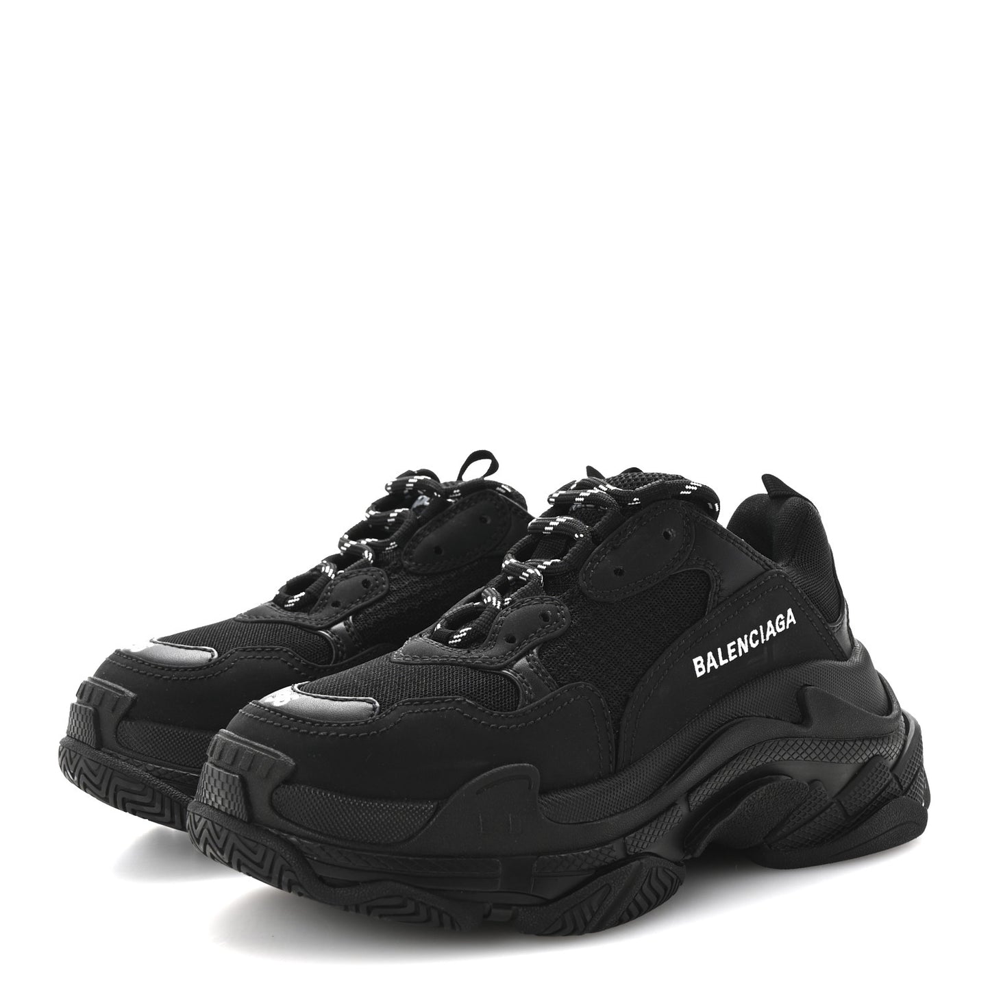 Fabric Mesh Womens Triple S Sneakers 36 Black