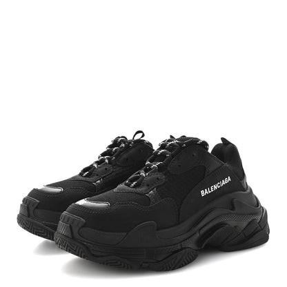 Balenciaga Fabric Mesh Womens Triple S Sneakers 36 Black 4 of 10