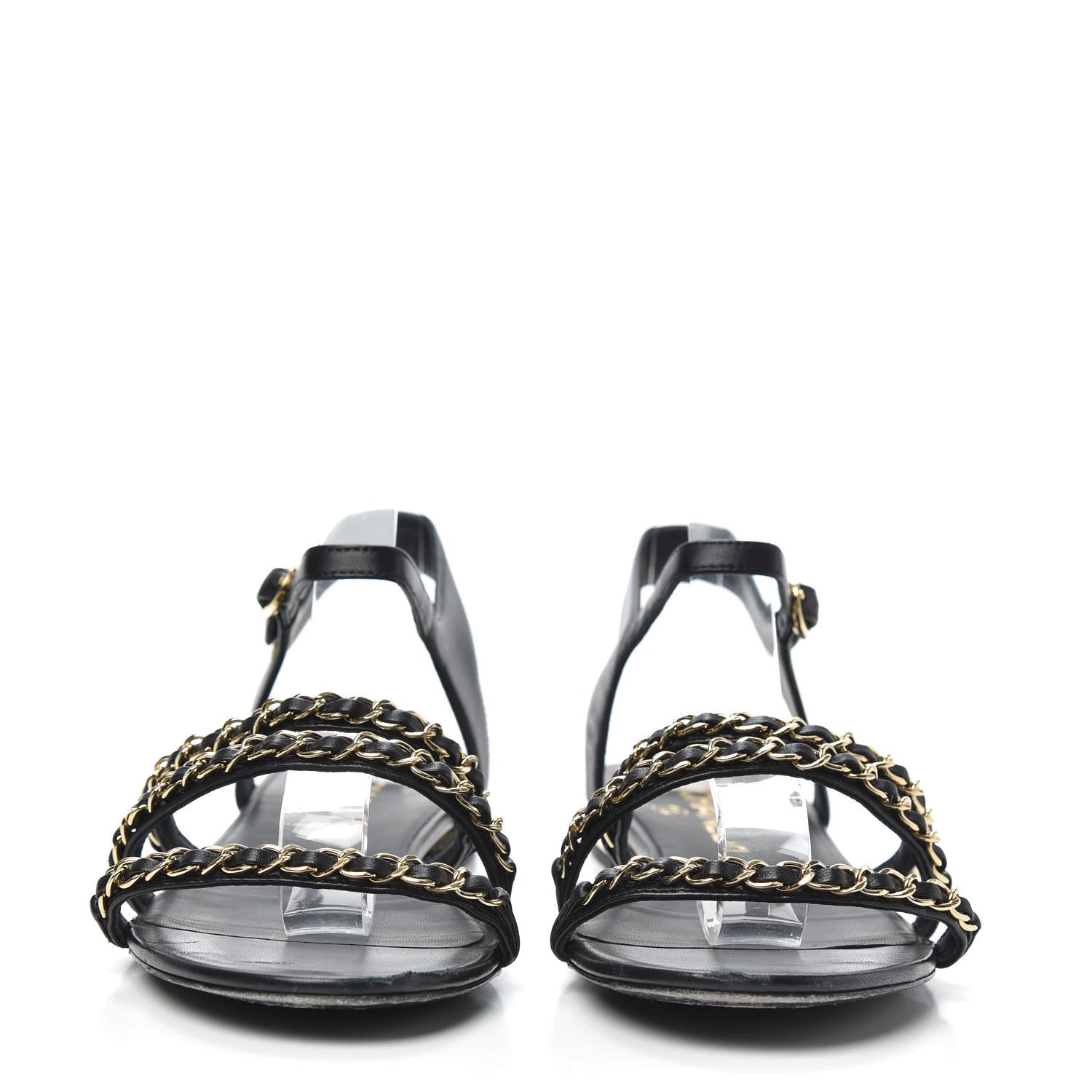Chanel Lambskin CC Chain Sandals 39 Black 2 of 8