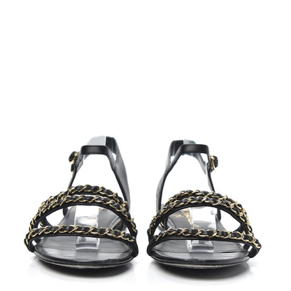 Chanel Lambskin CC Chain Sandals 39 Black 2 of 8