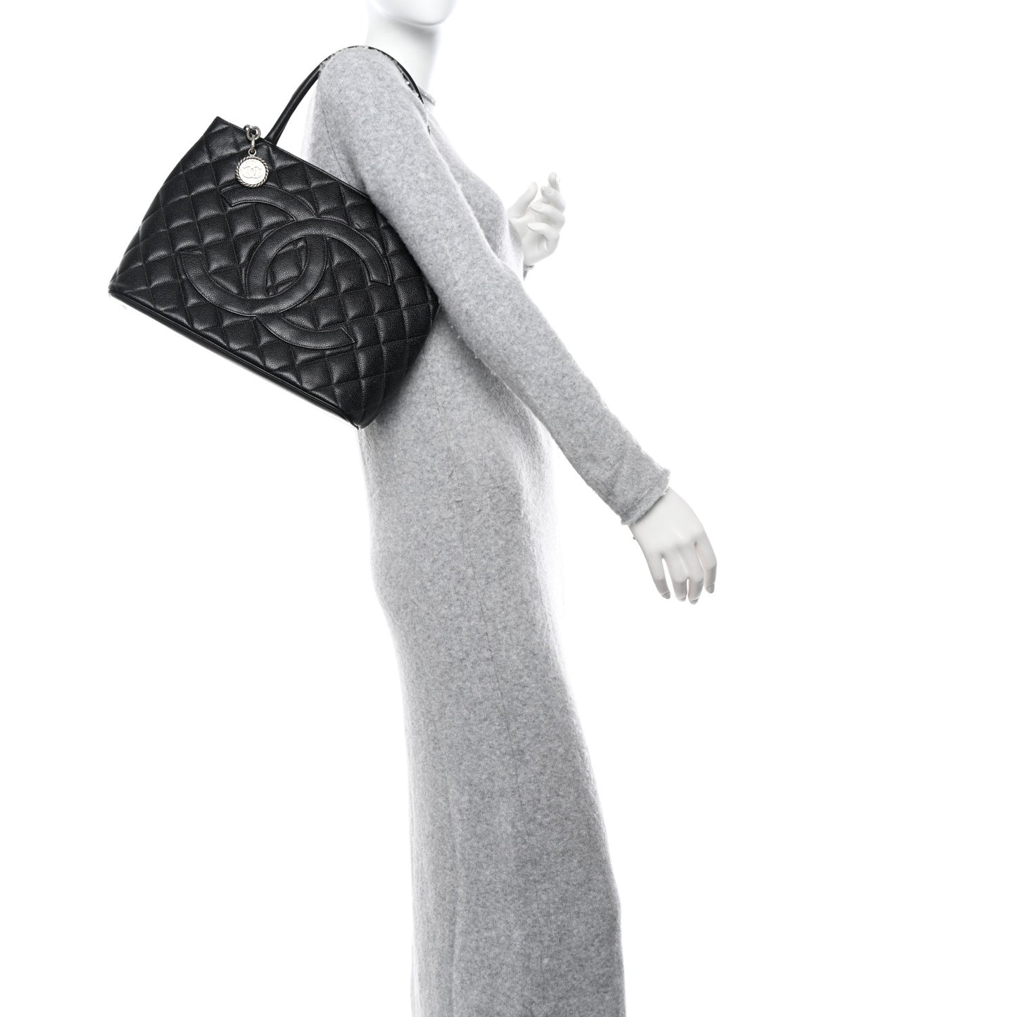 Caviar Quilted Medallion Tote Black