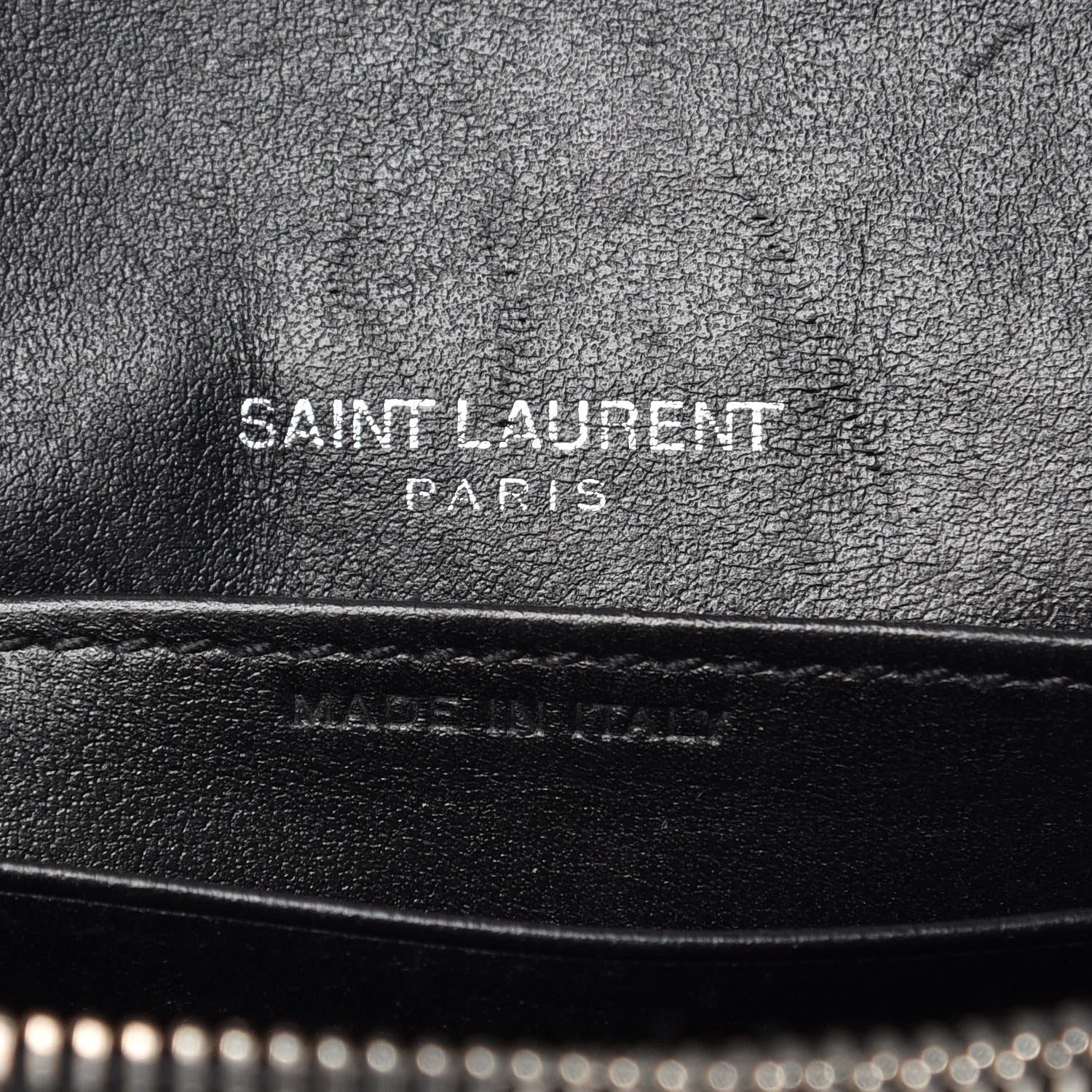 Saint Laurent Calfskin Crocodile Embossed Monogram Sunset Chain Wallet Black 6 of 7