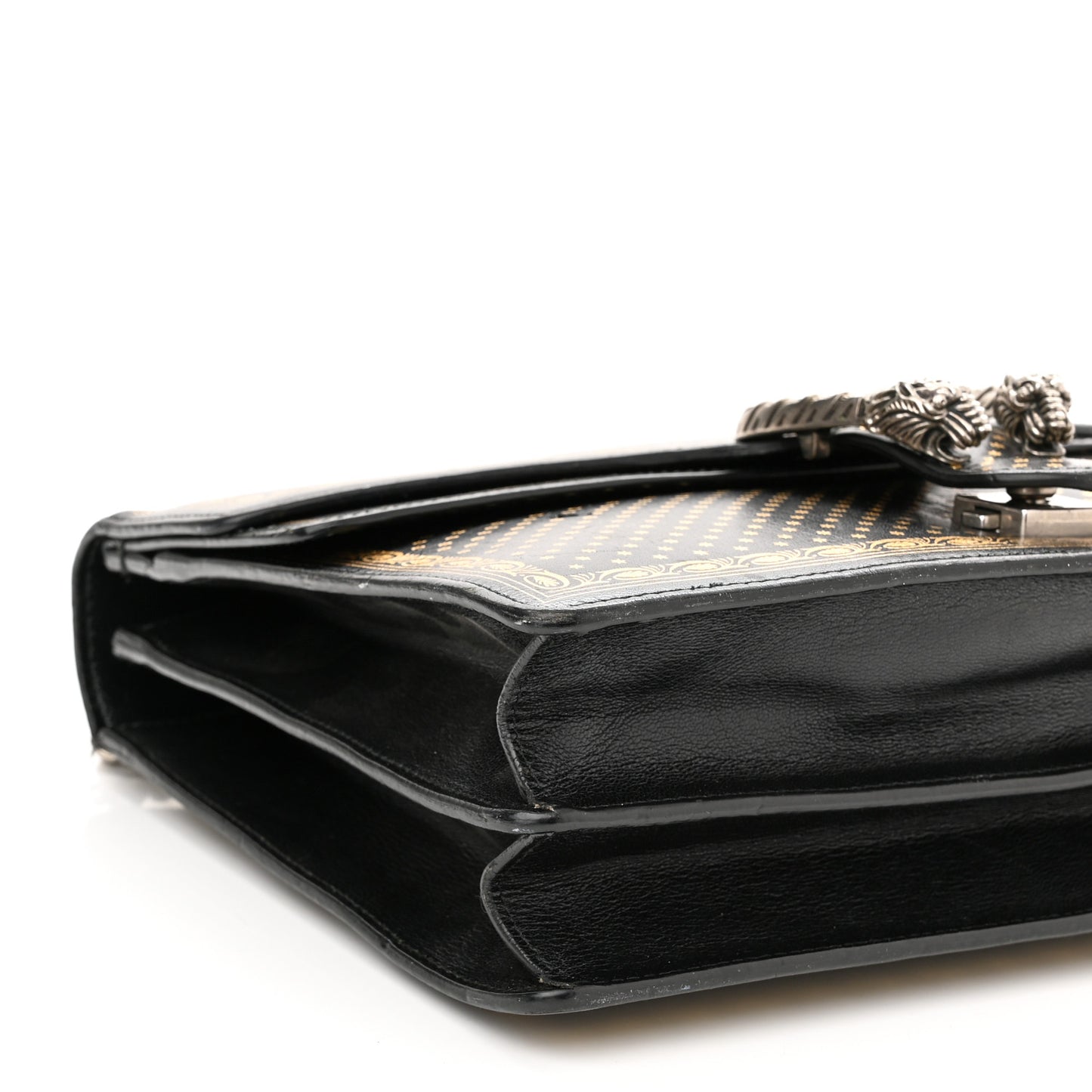 X SEGA Calfskin GUCCY Stars Medium Dionysus Shoulder Bag Black Gold