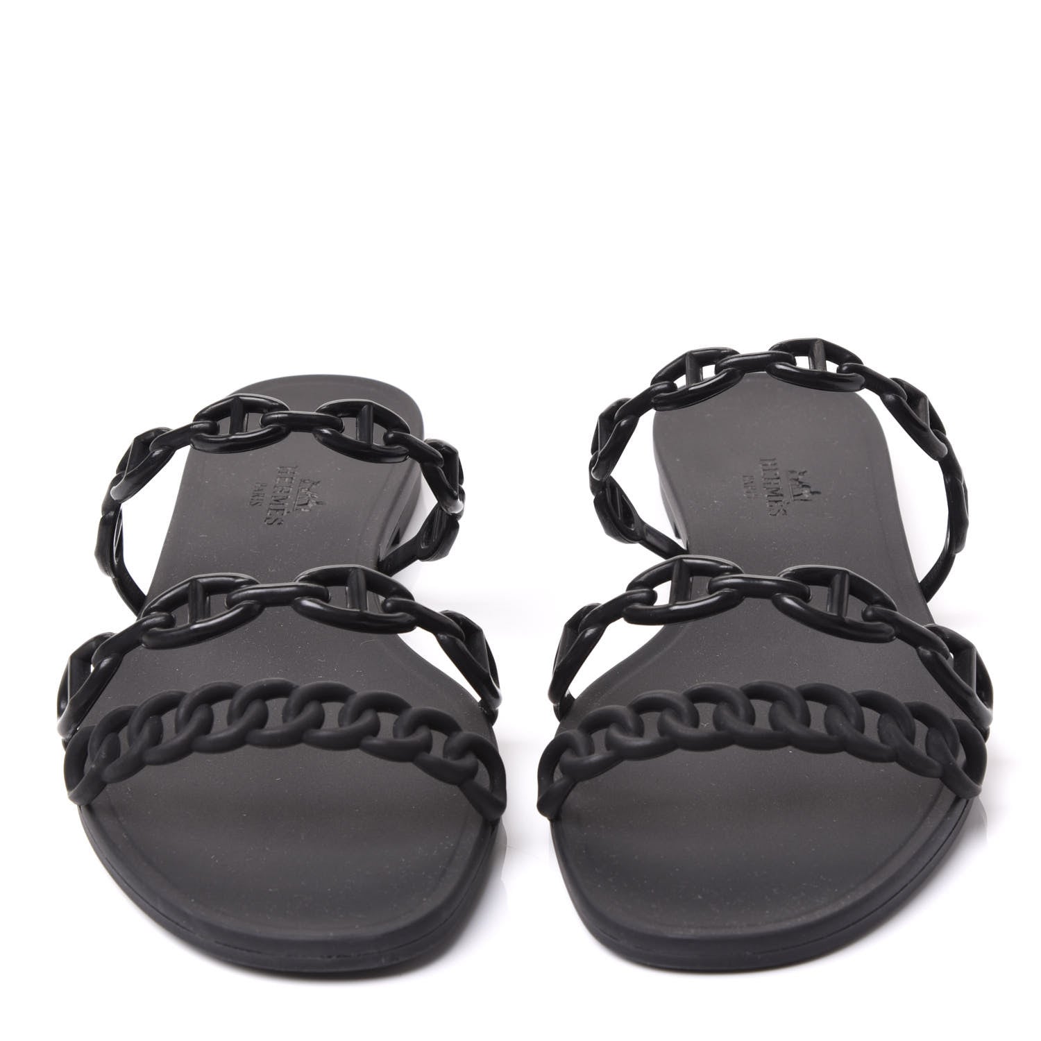 Hermes Rubber Chaine d'Ancre Rivage Sandals 37 Black 3 of 8