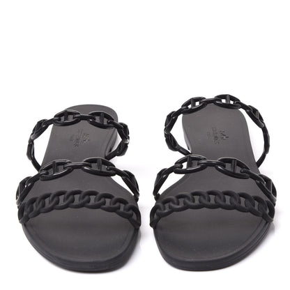 Hermes Rubber Chaine d'Ancre Rivage Sandals 37 Black 3 of 8