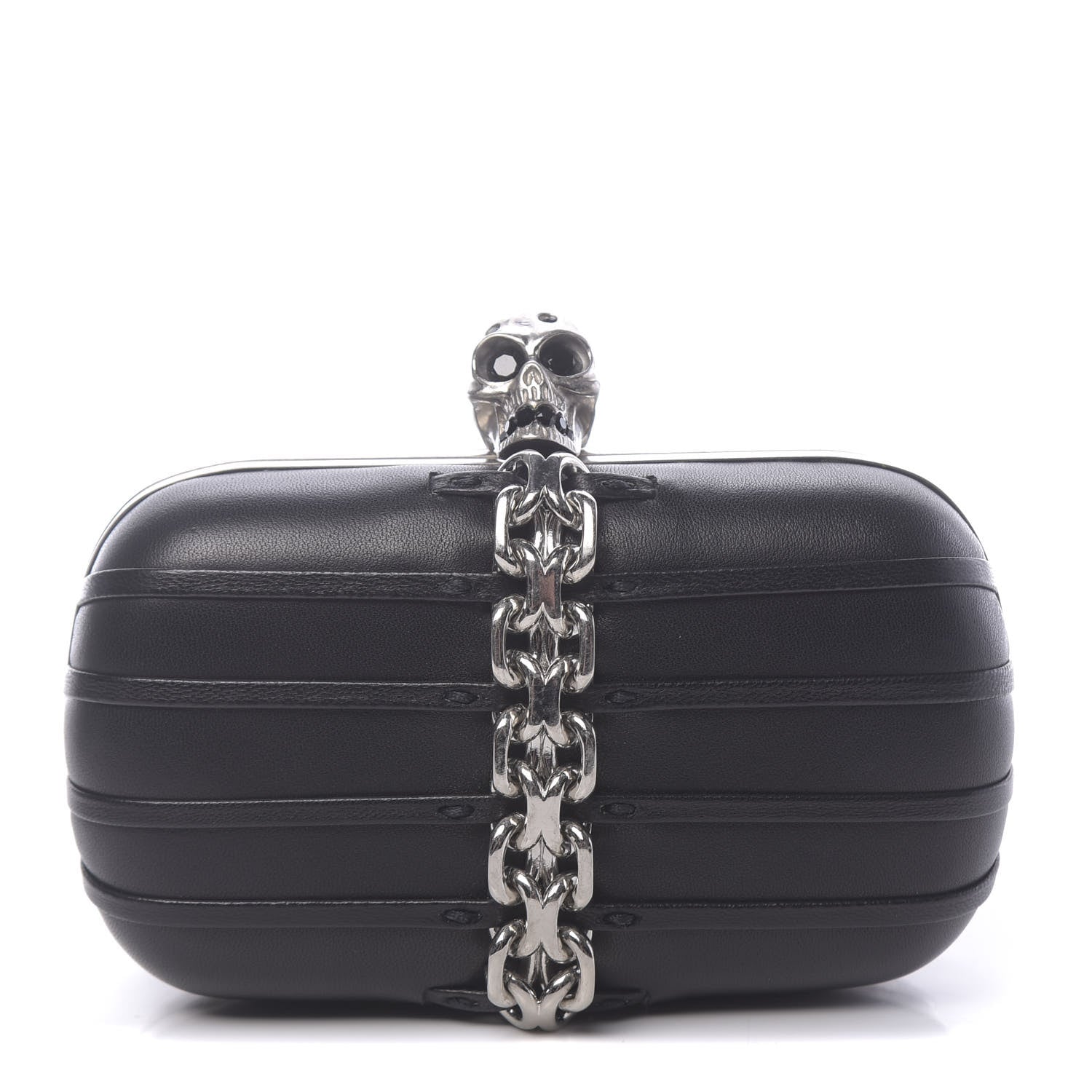 Alexander McQueen Nappa Skull Chain Box Clutch Black 1 of 12