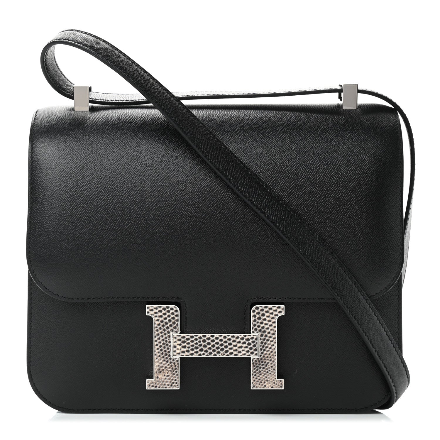 Hermes Grained Monsieur Lizard Constance 24 Black Ombre 1 of 9