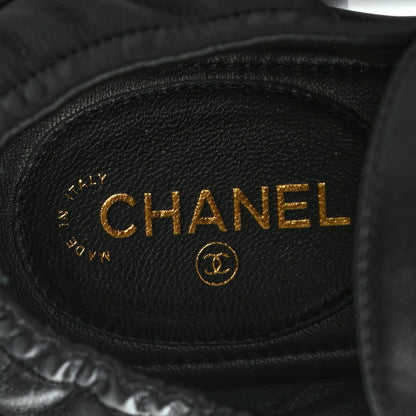 Chanel Laminated Lambskin Womens Quilted Elastic CC Moccasin Loafers 36 Black 7 of 8