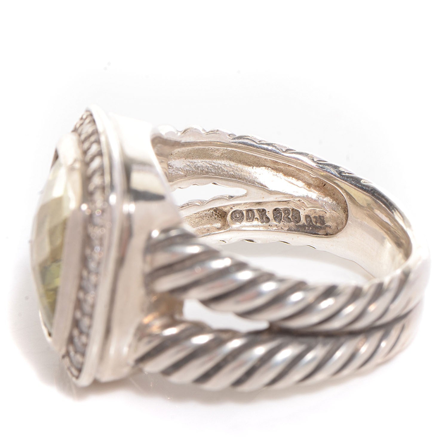 David Yurman Sterling Silver Diamond Lemon Citrine 11mm Albion Ring 52 6 4 of 6