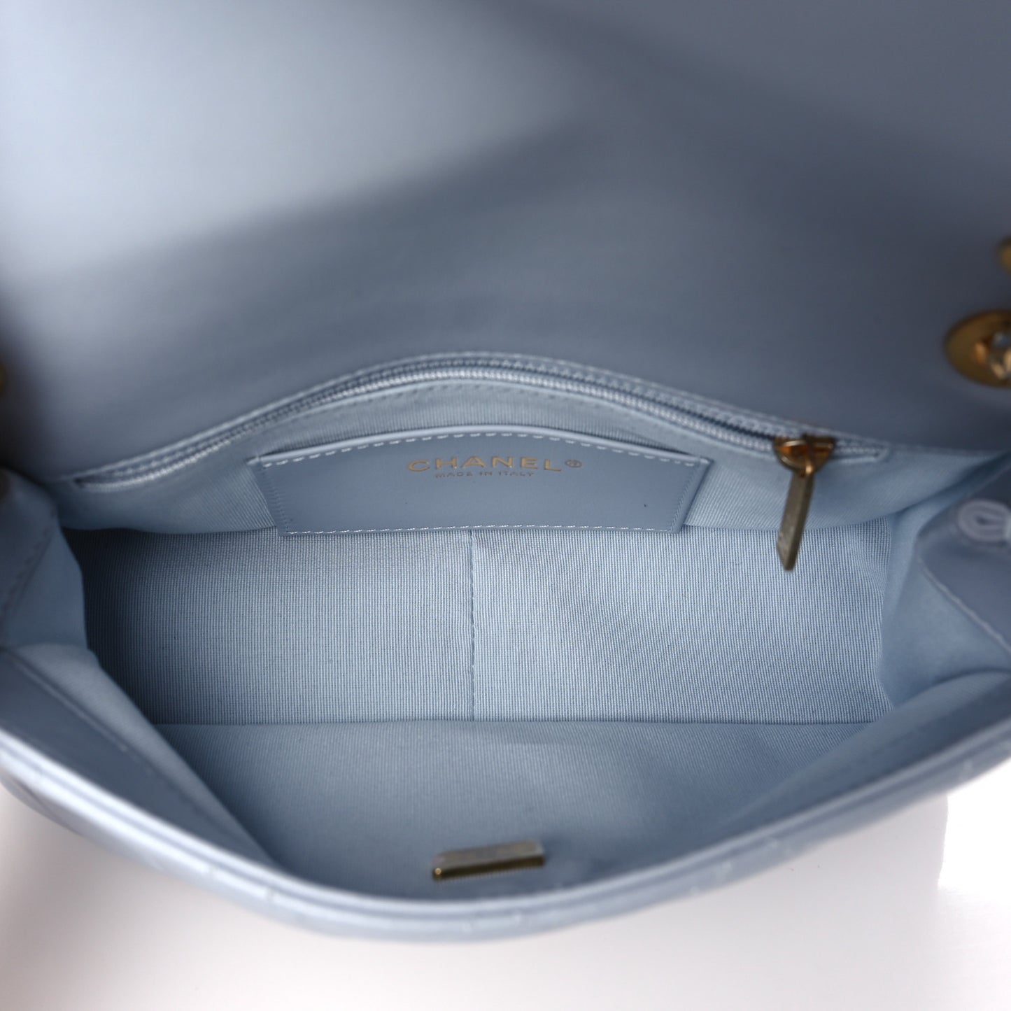 Lambskin Quilted Braided CC Flap Blue