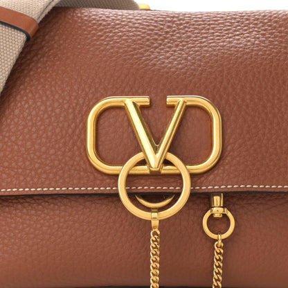 Valentino Garavani Pebbled Calfskin Small VRing Shoulder Bag Saddle Brown 7 of 9