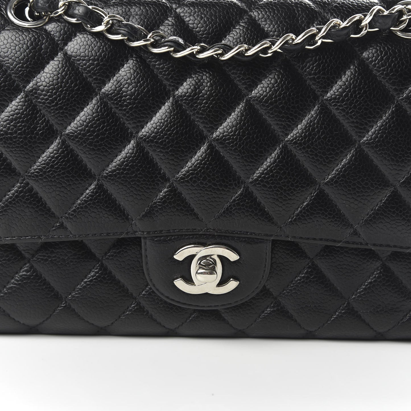 Caviar Quilted Medium Double Flap Black
