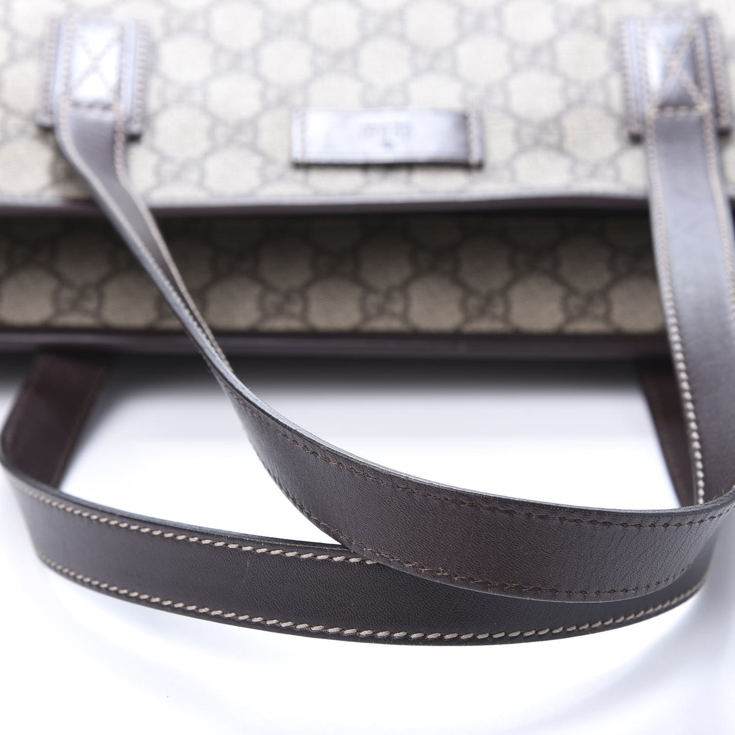 GG Supreme Monogram Medium Zippered Shopping Tote Dark Brown