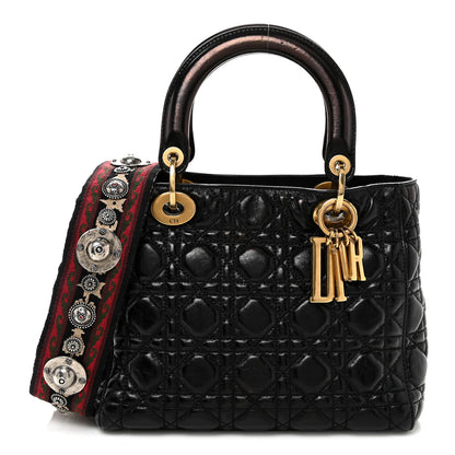 Christian Dior Crinkled Patent Cannage Medium Bohemian Lady Dior Black 1 of 10