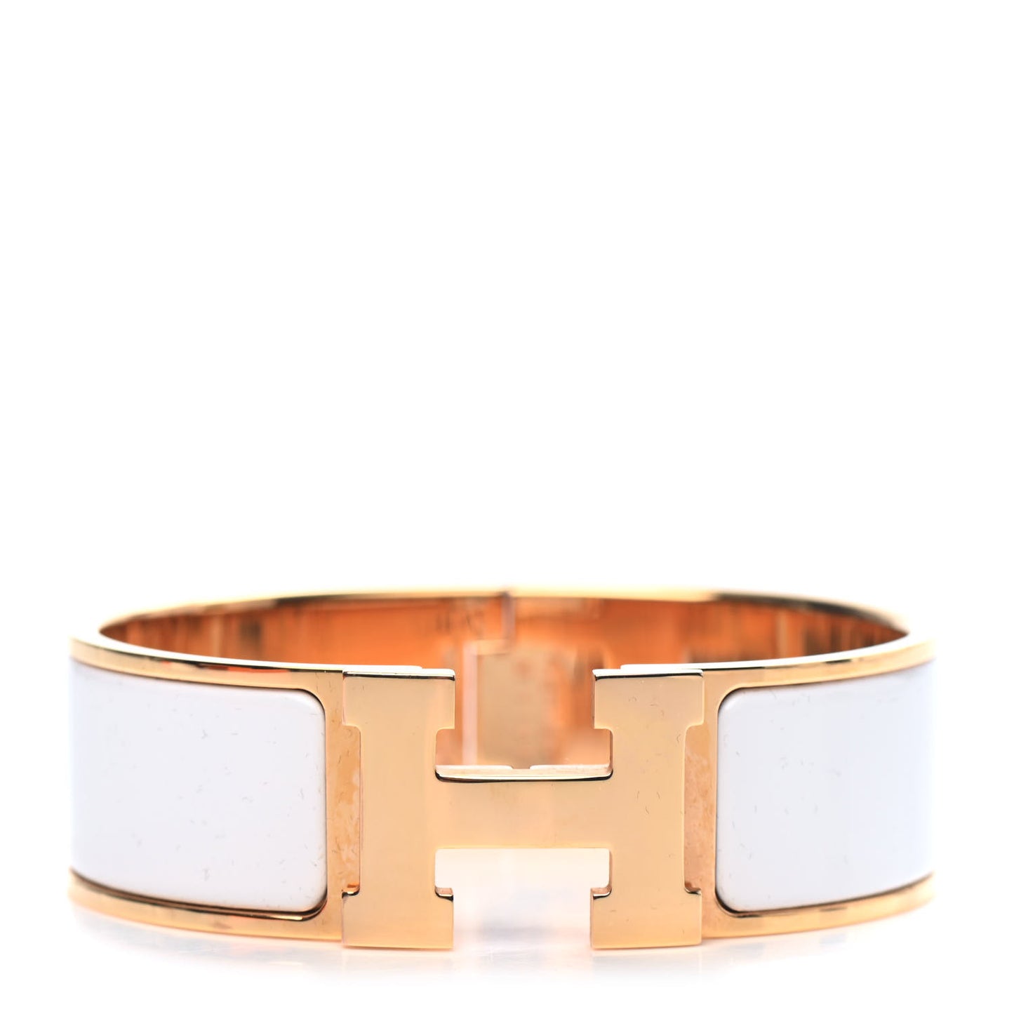 Enamel Wide Clic Clac H Bracelet GM White