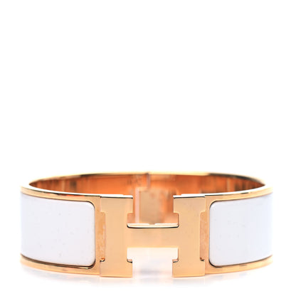 Hermes Enamel Wide Clic Clac H Bracelet GM White 1 of 3