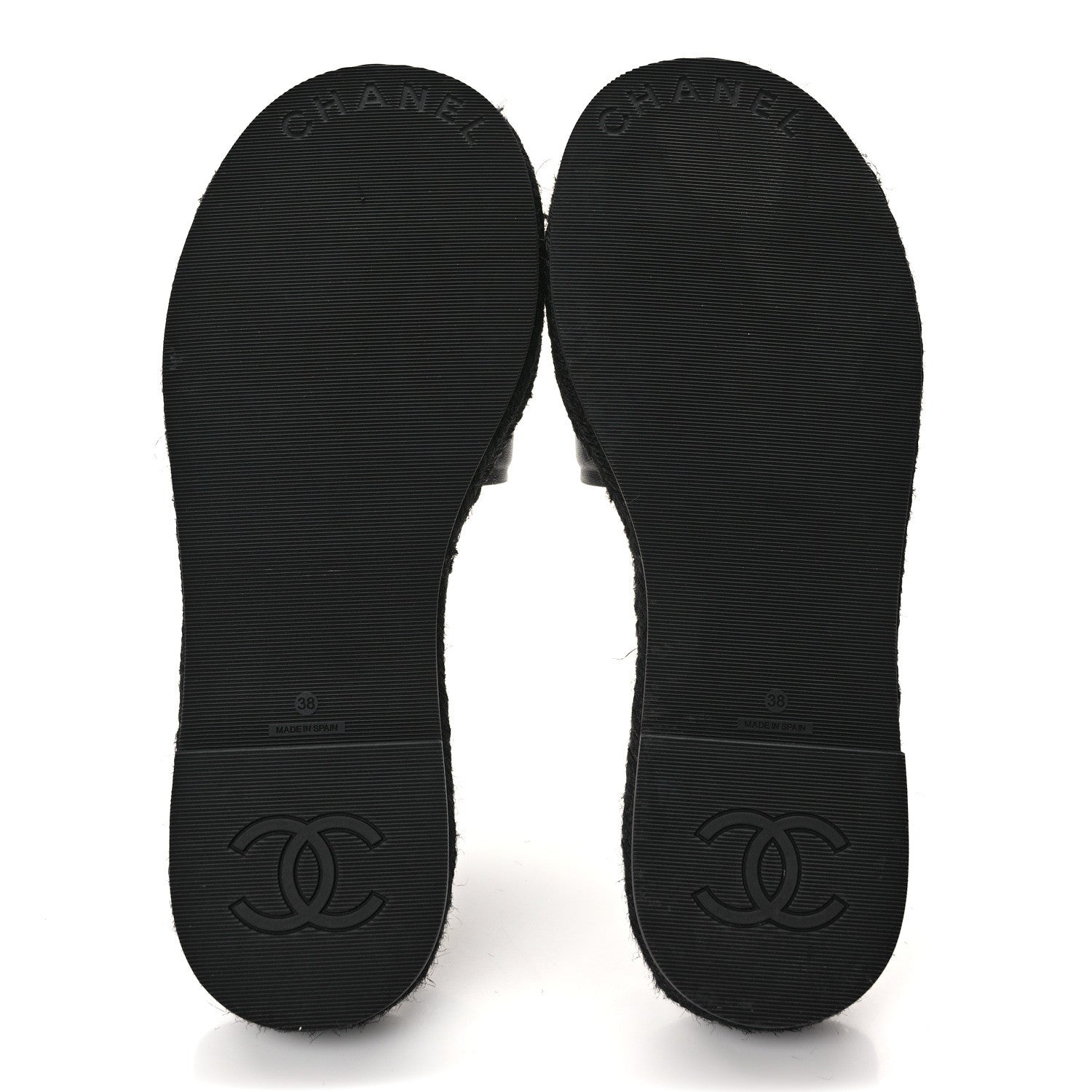 Chanel Lambskin Espadrille Mule Sandals 38 Black 5 of 8